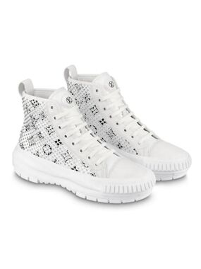 LOUIS VUITTON LV Squad Ankle Sneakers 'White with Crystal Monogram Size 39